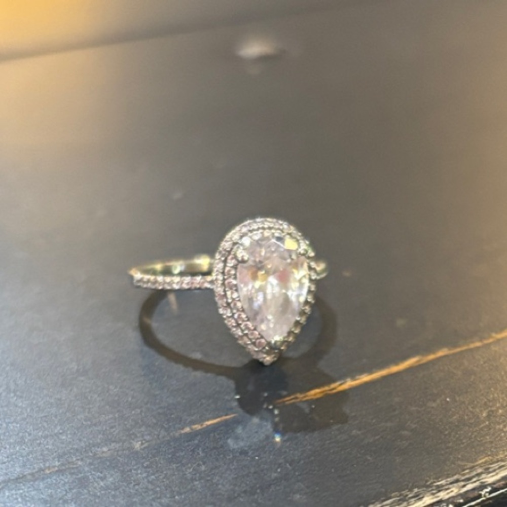 Diamonique Sterling Silver Pear Ring